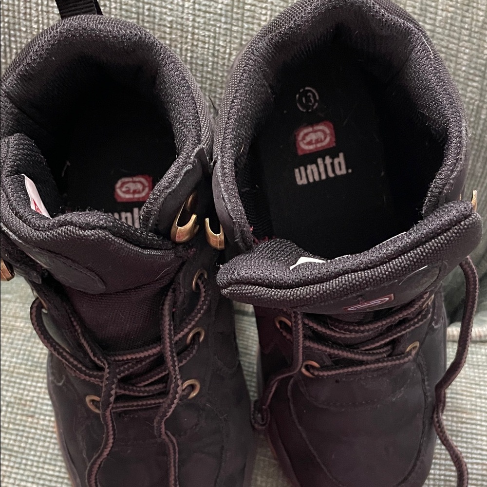 Kids Black Lace-Up Boots